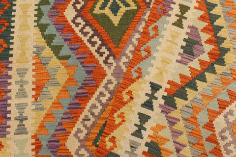 handmade Geometric Kilim Beige Rust Hand-Woven RECTANGLE 100% WOOL area rug 4 x 6