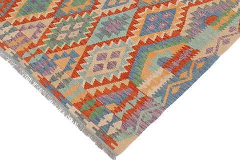 handmade Geometric Kilim Blue Gray Hand-Woven RECTANGLE 100% WOOL area rug 5x6