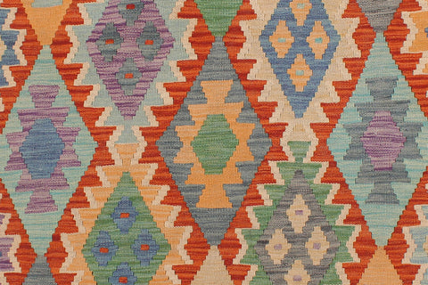 handmade Geometric Kilim Blue Gray Hand-Woven RECTANGLE 100% WOOL area rug 5x6