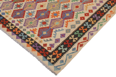 handmade Geometric Kilim Beige Black Hand-Woven RECTANGLE 100% WOOL area rug 6 x 8