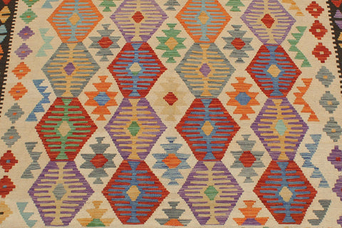 handmade Geometric Kilim Beige Black Hand-Woven RECTANGLE 100% WOOL area rug 6 x 8