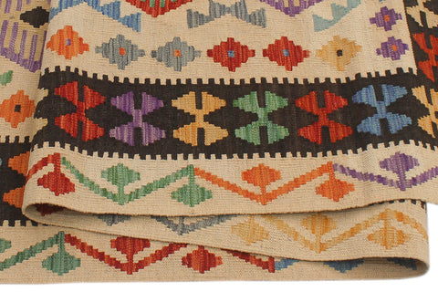 handmade Geometric Kilim Beige Black Hand-Woven RECTANGLE 100% WOOL area rug 6 x 8