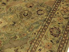 handmade Traditional Agra Green Brown Hand Knotted RECTANGLE 100% WOOL area rug 10x14