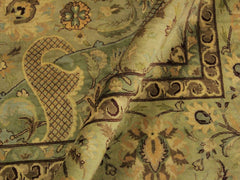 handmade Traditional Agra Green Brown Hand Knotted RECTANGLE 100% WOOL area rug 10x14