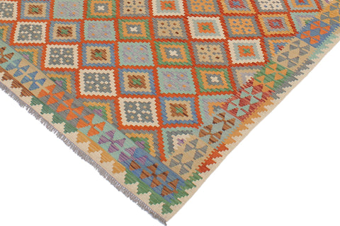 handmade Geometric Kilim Rust Beige Hand-Woven RECTANGLE 100% WOOL area rug 6 x 8