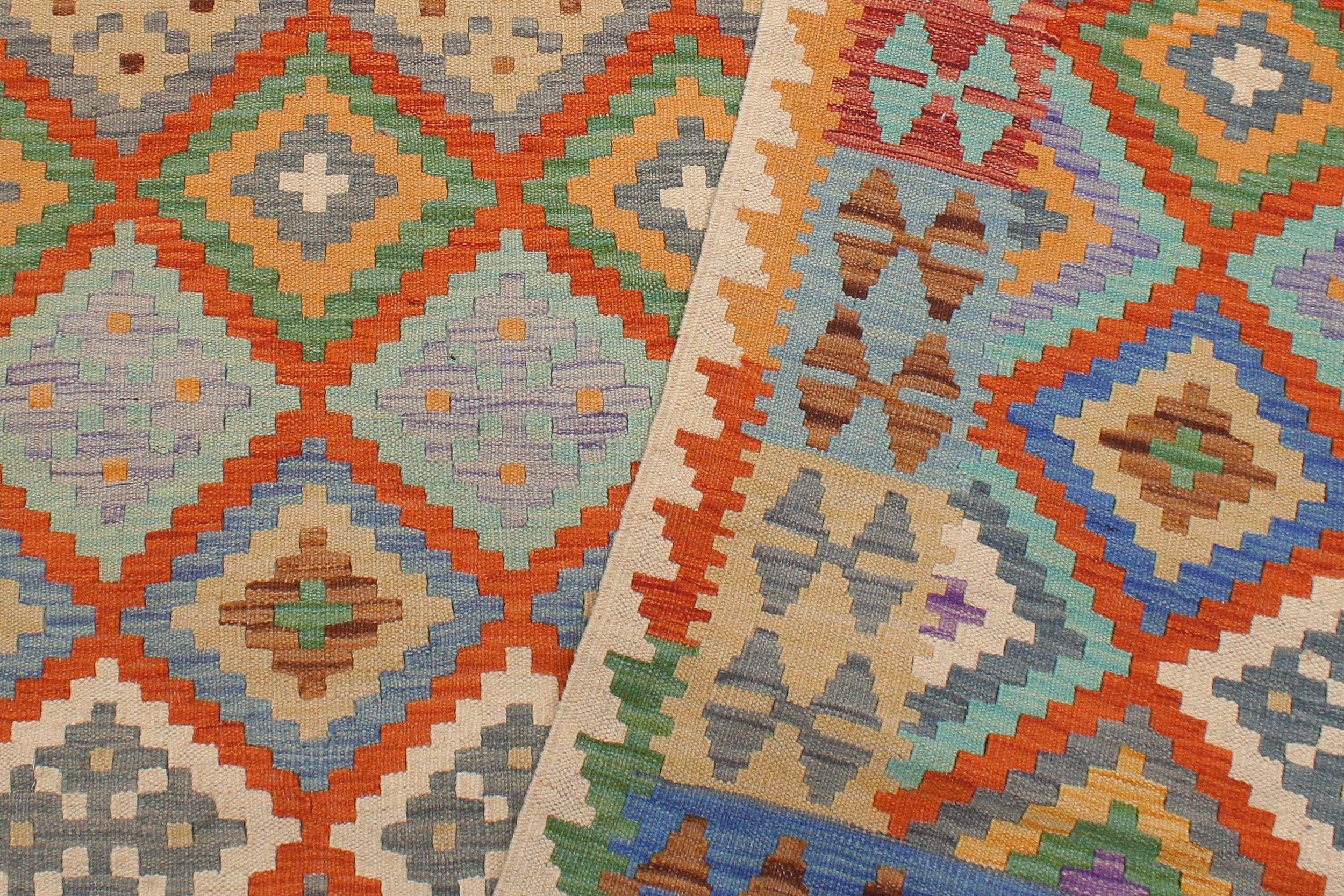 handmade Geometric Kilim Rust Beige Hand-Woven RECTANGLE 100% WOOL area rug 6 x 8