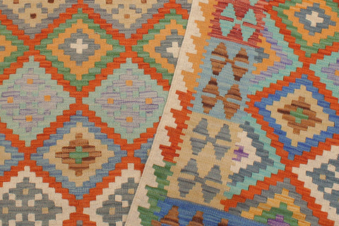 handmade Geometric Kilim Rust Beige Hand-Woven RECTANGLE 100% WOOL area rug 6 x 8