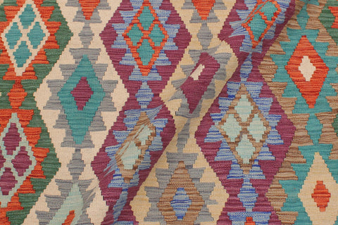 handmade Geometric Kilim Rust Blue Hand-Woven RECTANGLE 100% WOOL area rug 6 x 8