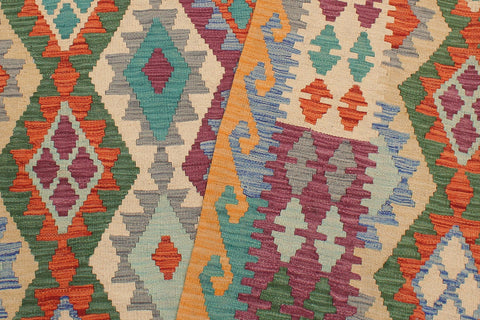 handmade Geometric Kilim Rust Blue Hand-Woven RECTANGLE 100% WOOL area rug 6 x 8