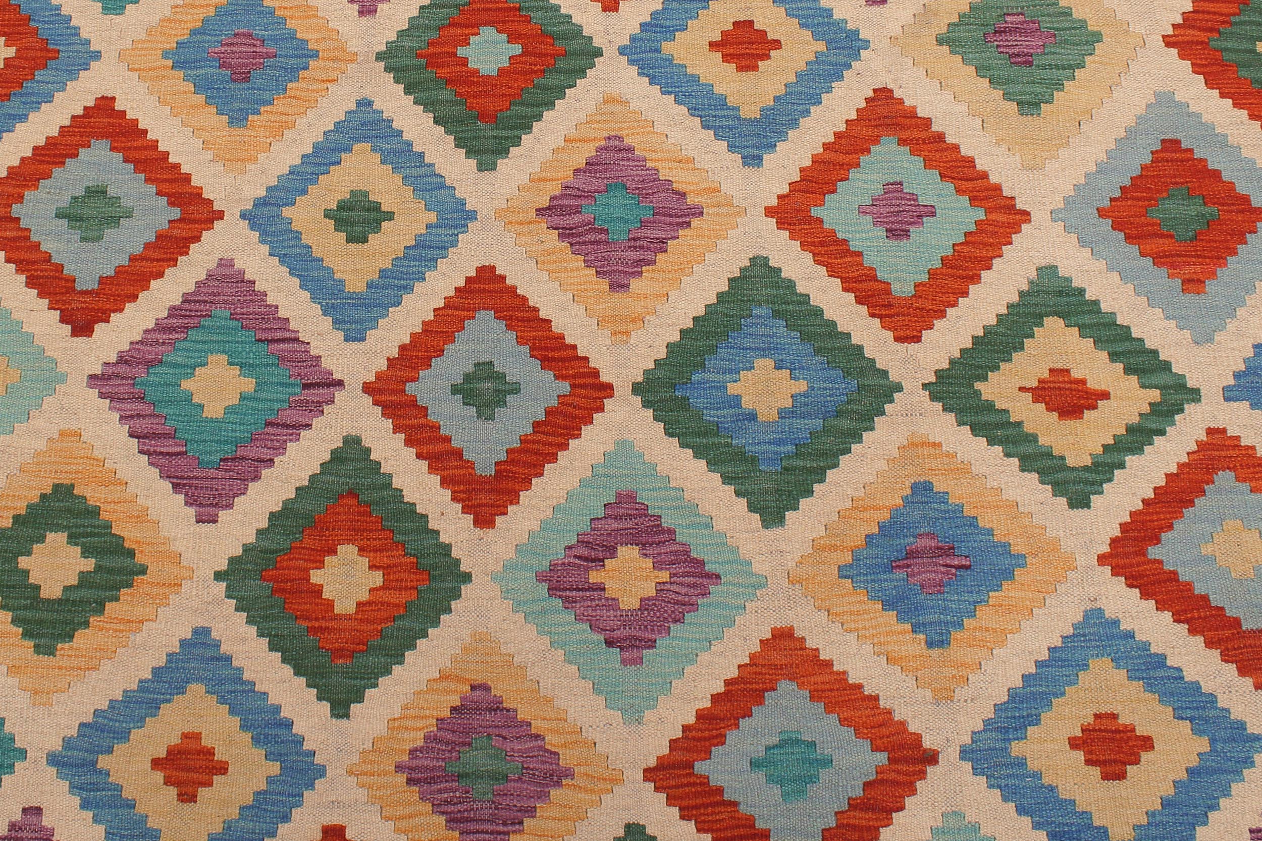 handmade Geometric Kilim Beige Gray Hand-Woven RECTANGLE 100% WOOL area rug 6 x 8