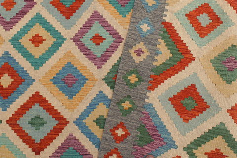 handmade Geometric Kilim Beige Gray Hand-Woven RECTANGLE 100% WOOL area rug 6 x 8