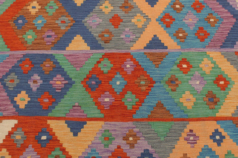 handmade Geometric Kilim Blue Beige Hand-Woven RECTANGLE 100% WOOL area rug 6 x 8