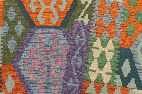 handmade Geometric Kilim Blue Beige Hand-Woven RECTANGLE 100% WOOL area rug 5x6