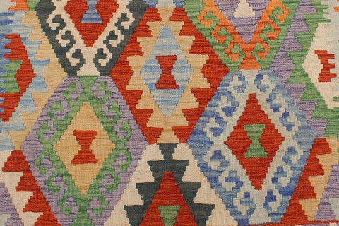 handmade Geometric Kilim Rust Blue Hand-Woven RECTANGLE 100% WOOL area rug 5x6