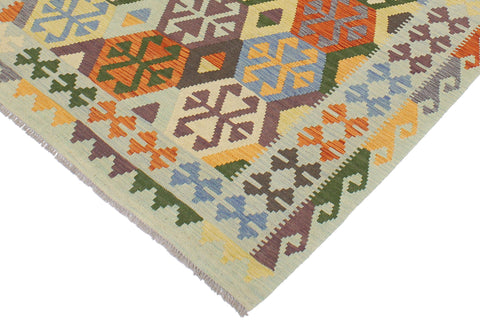 handmade Geometric Kilim Rust Blue Hand-Woven RECTANGLE 100% WOOL area rug 5 x 7