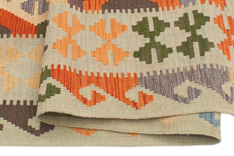 handmade Geometric Kilim Rust Blue Hand-Woven RECTANGLE 100% WOOL area rug 5 x 7