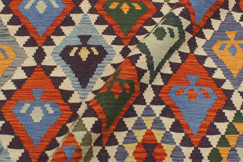 handmade Geometric Kilim Beige Green Hand-Woven RECTANGLE 100% WOOL area rug 5x6