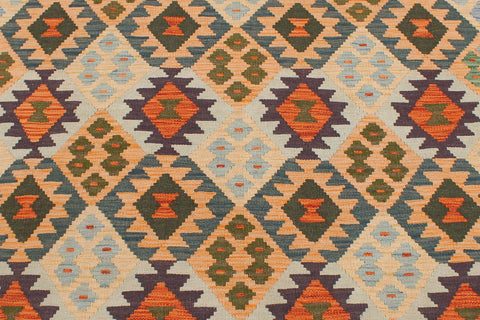 handmade Geometric Kilim Blue Beige Hand-Woven RECTANGLE 100% WOOL area rug 5 x 7