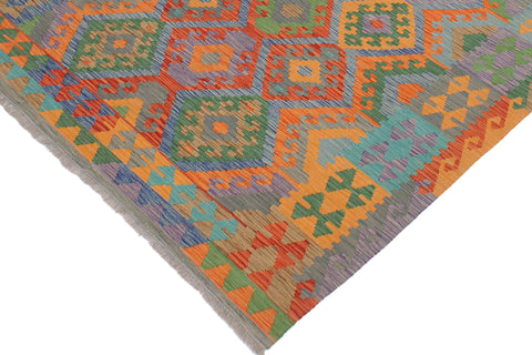 handmade Geometric Kilim Blue Gray Hand-Woven RECTANGLE 100% WOOL area rug 5 x 7