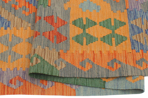 handmade Geometric Kilim Blue Gray Hand-Woven RECTANGLE 100% WOOL area rug 5 x 7