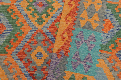 handmade Geometric Kilim Blue Gray Hand-Woven RECTANGLE 100% WOOL area rug 5 x 7