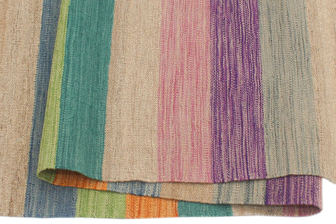 handmade Modern Kilim Blue Brown Hand-Woven RECTANGLE 100% WOOL area rug 5x7