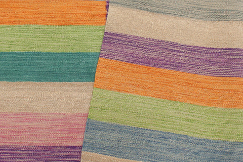 handmade Modern Kilim Blue Brown Hand-Woven RECTANGLE 100% WOOL area rug 5x7