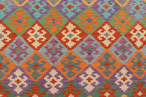 handmade Geometric Kilim Rust Blue Hand-Woven RECTANGLE 100% WOOL area rug 6 x 8