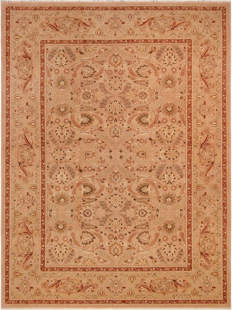 handmade Traditional Lahore Lt. Brown Rose Hand Knotted RECTANGLE 100% WOOL area rug 10x14