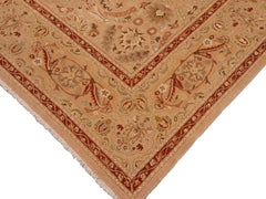 handmade Traditional Lahore Lt. Brown Rose Hand Knotted RECTANGLE 100% WOOL area rug 10x14