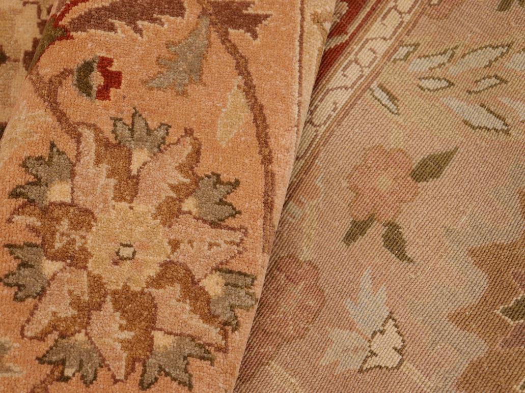 handmade Traditional Lahore Lt. Brown Rose Hand Knotted RECTANGLE 100% WOOL area rug 10x14