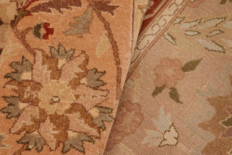 handmade Traditional Lahore Lt. Brown Rose Hand Knotted RECTANGLE 100% WOOL area rug 10' x 14'