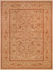 handmade Traditional Lahore Lt. Brown Rose Hand Knotted RECTANGLE 100% WOOL area rug 10x14