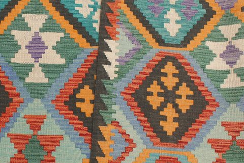 handmade Geometric Kilim Rust Green Hand-Woven RECTANGLE 100% WOOL area rug 6 x 8