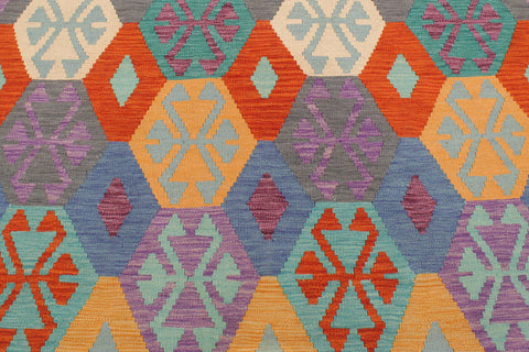 handmade Geometric Kilim Gray Green Hand-Woven RECTANGLE 100% WOOL area rug 6 x 8