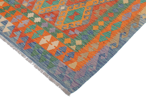 handmade Geometric Kilim Gray Blue Hand-Woven RECTANGLE 100% WOOL area rug 5 x 7