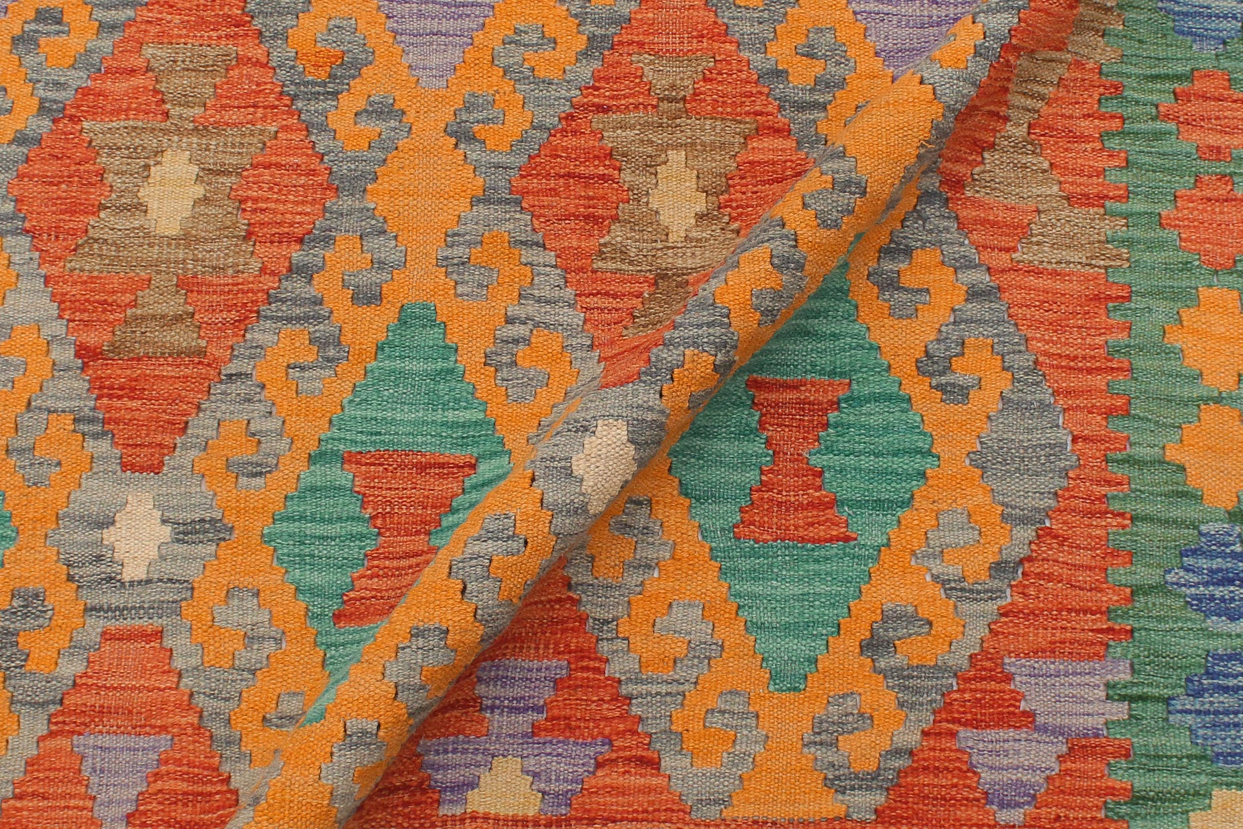 handmade Geometric Kilim Gray Blue Hand-Woven RECTANGLE 100% WOOL area rug 5 x 7