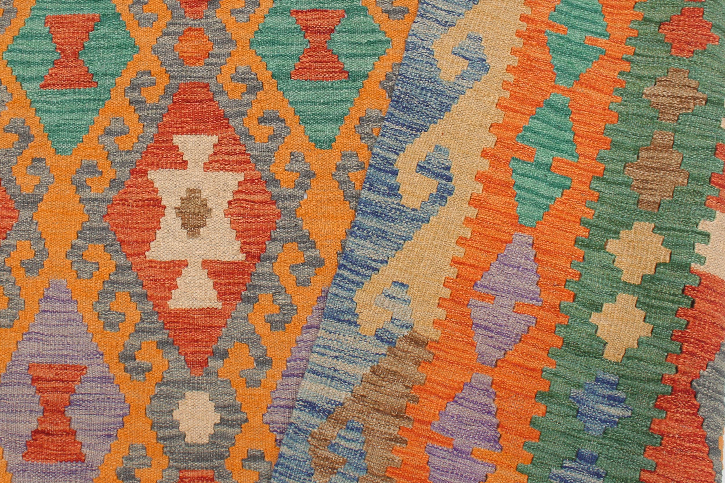 handmade Geometric Kilim Gray Blue Hand-Woven RECTANGLE 100% WOOL area rug 5 x 7