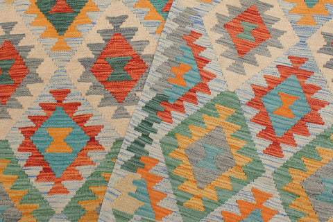 handmade Geometric Kilim Rust Blue Hand-Woven RECTANGLE 100% WOOL area rug 5 x 7