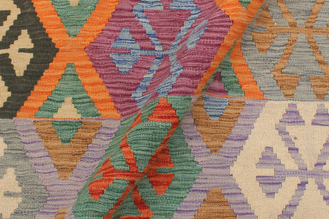 handmade Geometric Kilim Gray Blue Hand-Woven RECTANGLE 100% WOOL area rug 5 x 7