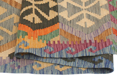 handmade Geometric Kilim Gray Blue Hand-Woven RECTANGLE 100% WOOL area rug 5 x 7