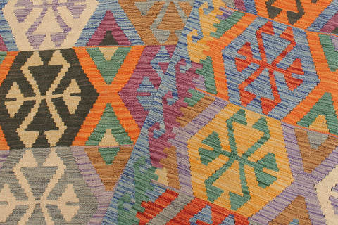 handmade Geometric Kilim Gray Blue Hand-Woven RECTANGLE 100% WOOL area rug 5 x 7