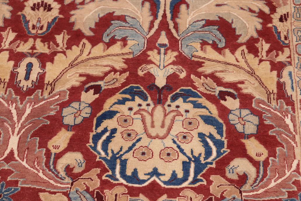 handmade Traditional Lahore Red Tan Hand Knotted RECTANGLE 100% WOOL area rug 10'X14'