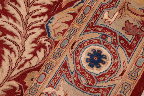 handmade Transitional Lahore Red Tan Hand Knotted RECTANGLE 100% WOOL area rug 10' x 14'