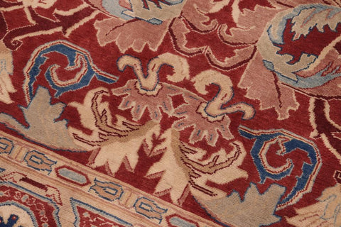 handmade Traditional Lahore Red Tan Hand Knotted RECTANGLE 100% WOOL area rug 10'X14'