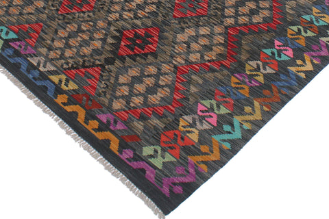 handmade Geometric Kilim Red Green Hand-Woven RECTANGLE 100% WOOL area rug 5 x 7