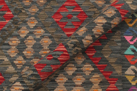 handmade Geometric Kilim Red Green Hand-Woven RECTANGLE 100% WOOL area rug 5 x 7