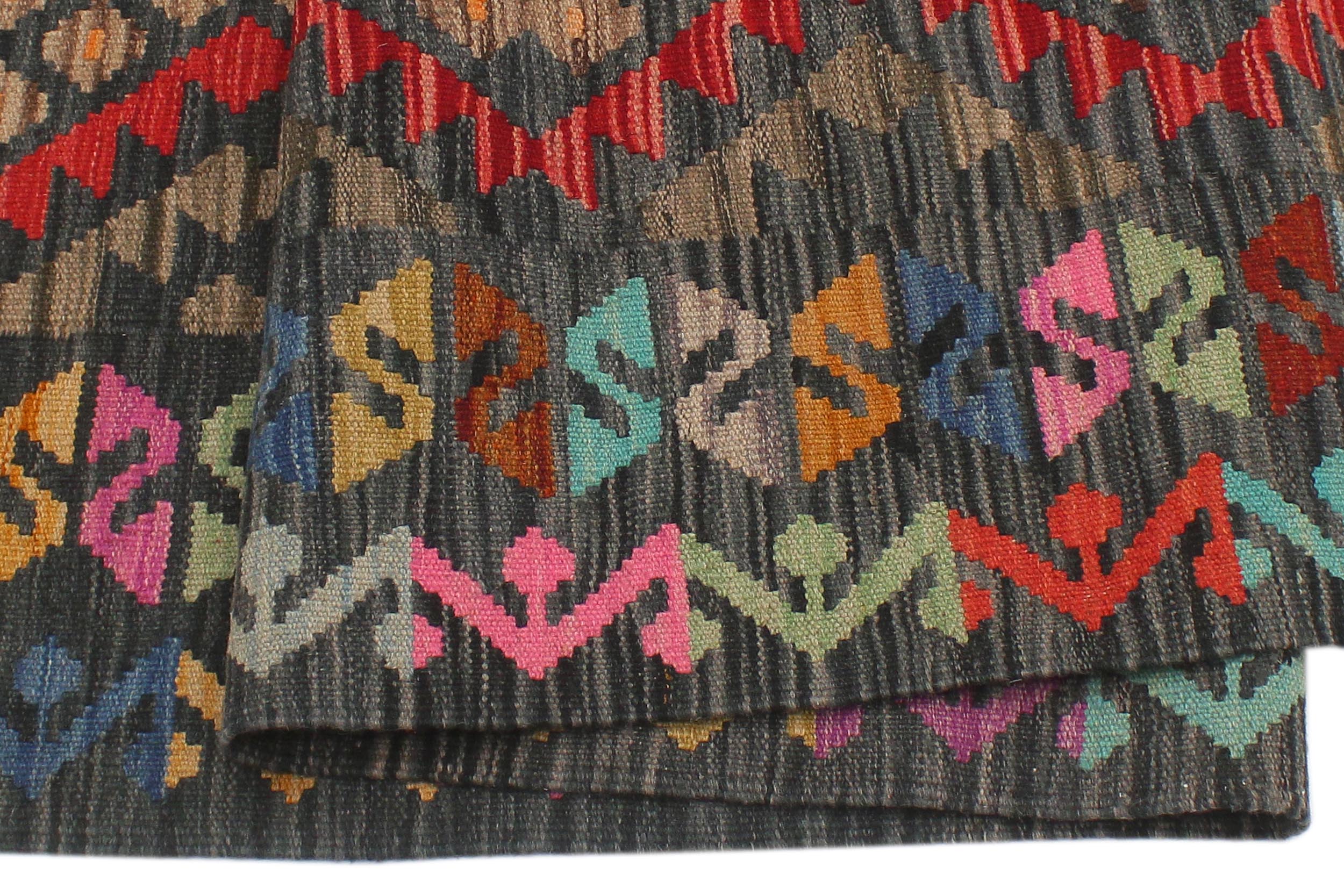 handmade Geometric Kilim Red Green Hand-Woven RECTANGLE 100% WOOL area rug 5 x 7