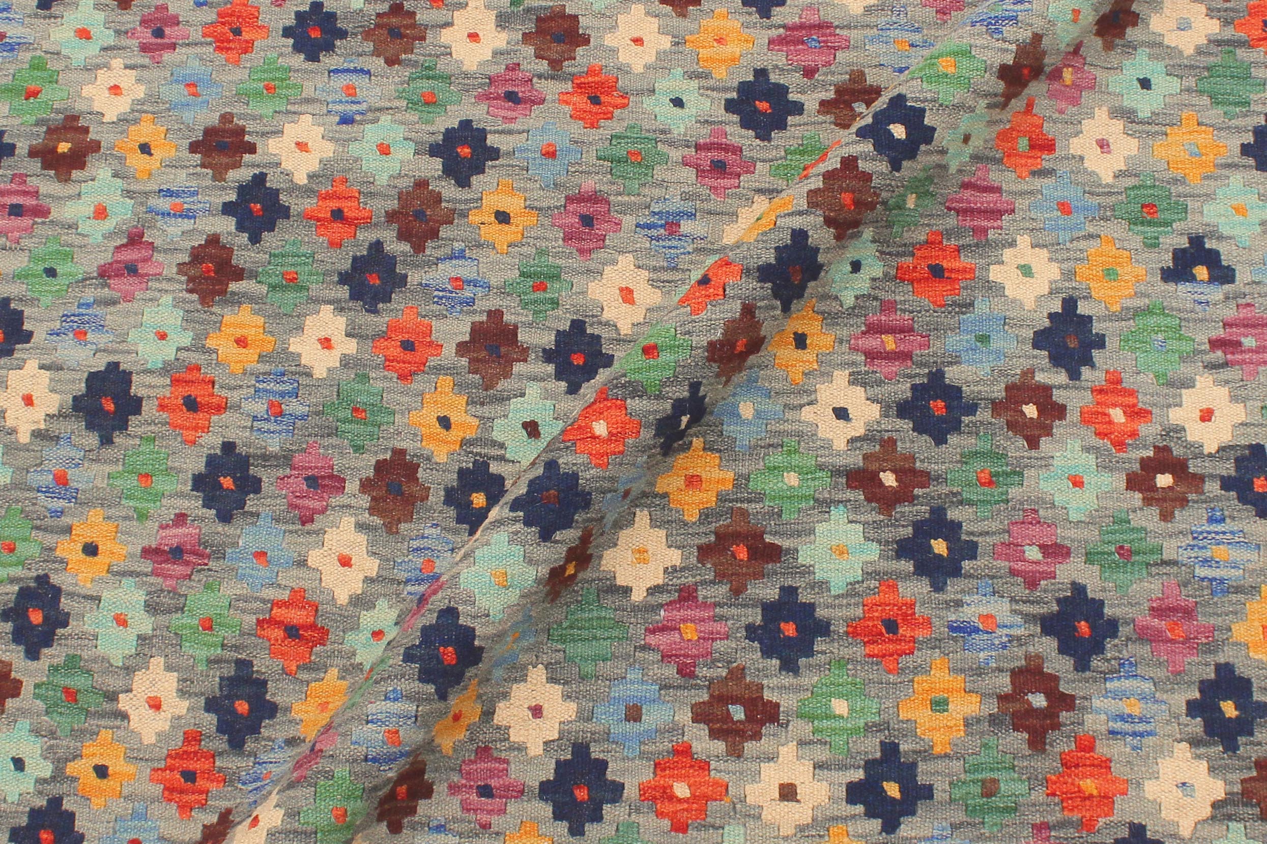 handmade Modern Kilim Gray Rust Hand-Woven RECTANGLE 100% WOOL area rug 5 x 6
