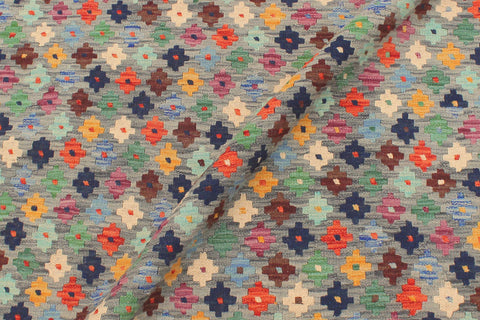 handmade Modern Kilim Gray Rust Hand-Woven RECTANGLE 100% WOOL area rug 5 x 6